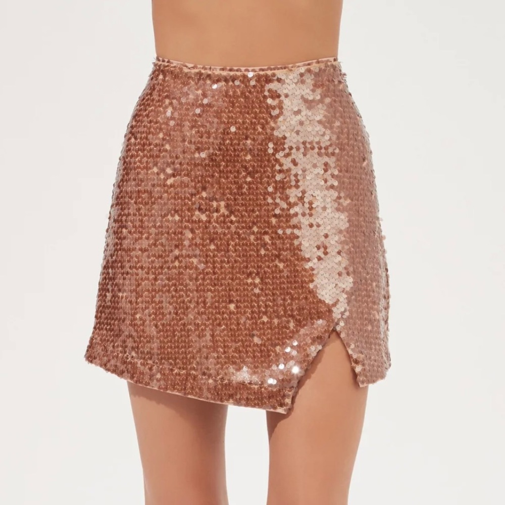 🤎Romina Sequin Mini Skirt Nude🤎